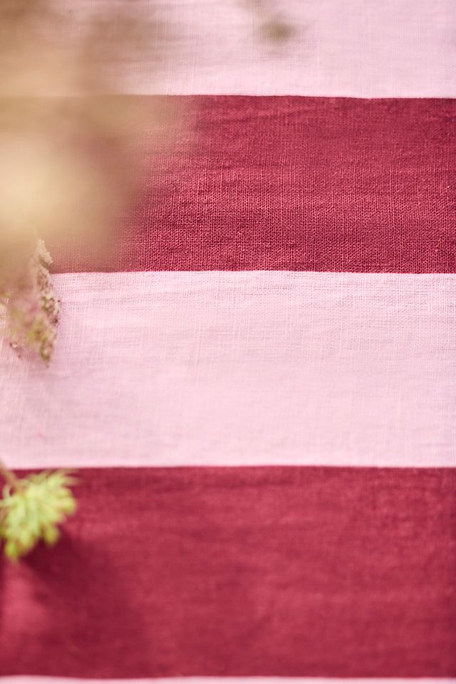 Orchid + Burgundy Stripe Linen Tablecloth #1