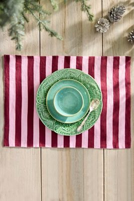 Orchid + Burgundy Stripe Linen Placemat