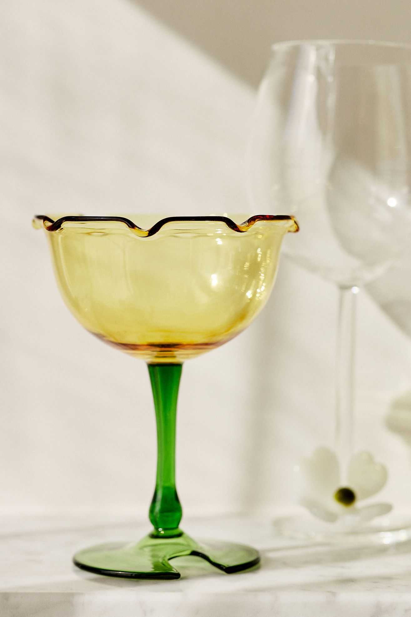 Lilypad Coupe Glasses, Set of 4 - Yellow, Standard, Set Of 4