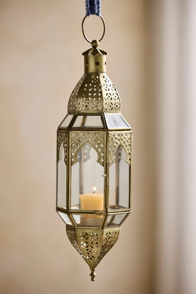Punched Gold + Glass Lantern #2
