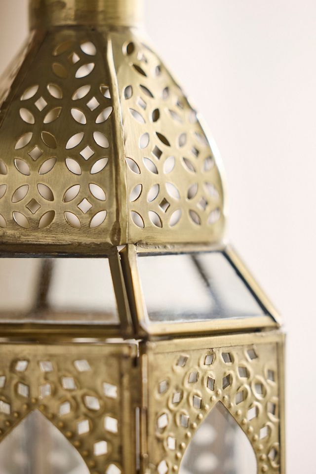 Punched Gold + Glass Lantern #3