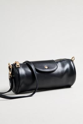Melie Bianco Barrel Crossbody Bag In Black
