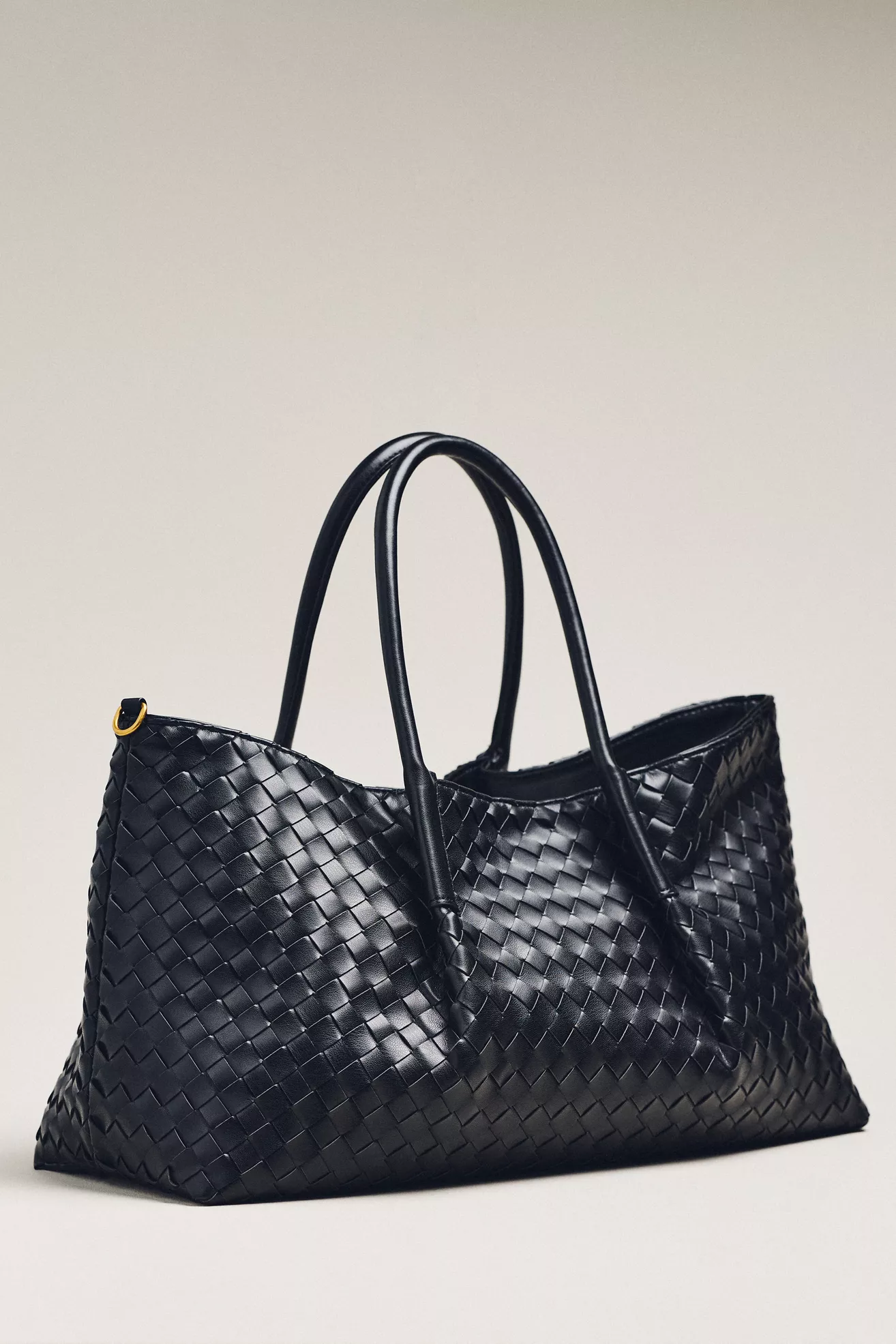 Woven Faux-Leather Tote Bag