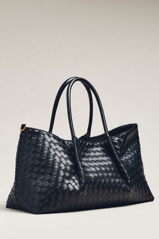 Woven Faux-Leather Tote Bag #1