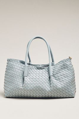 Woven Faux Leather Tote