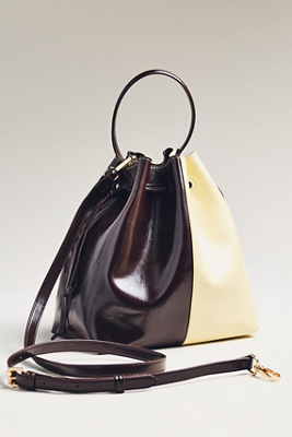 By Anthropologie Two-tone Cinched Bucket Bag In Yellow