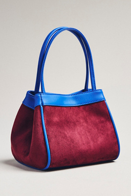 By Anthropologie Sueded Two-tone Bucket Bag In Blue