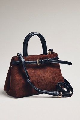 By Anthropologie Suede Belted Leather Satchel In Brown