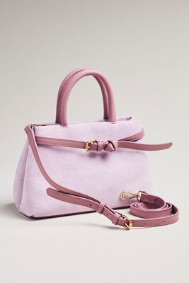 By Anthropologie Suede Belted Leather Satchel In Purple