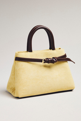 By Anthropologie Suede Belted Leather Satchel In Yellow