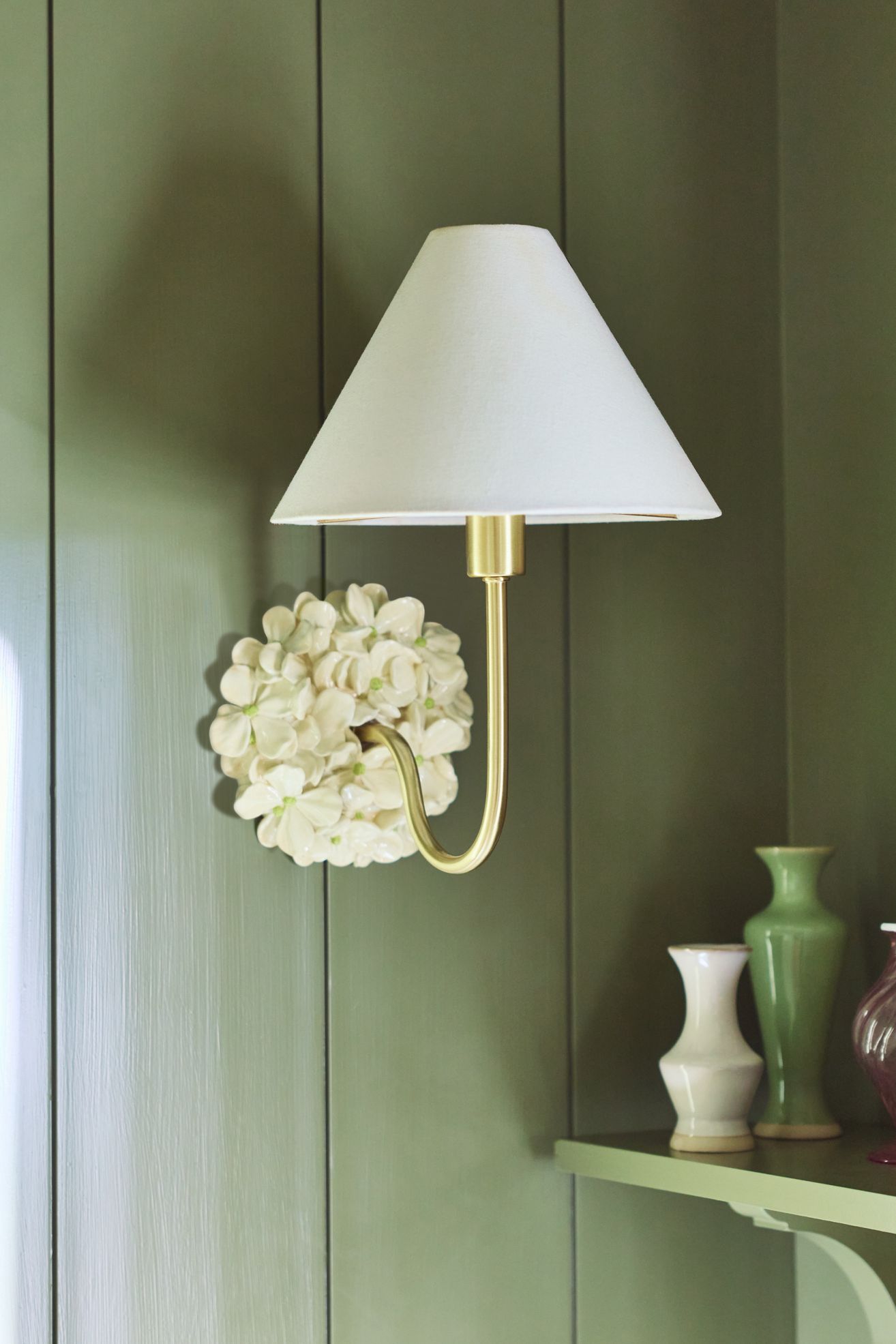 Aster Hydrangea Shaded Wall Sconce - White, Standard, One Size