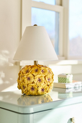 White and gold Aster Pansy floral lamp