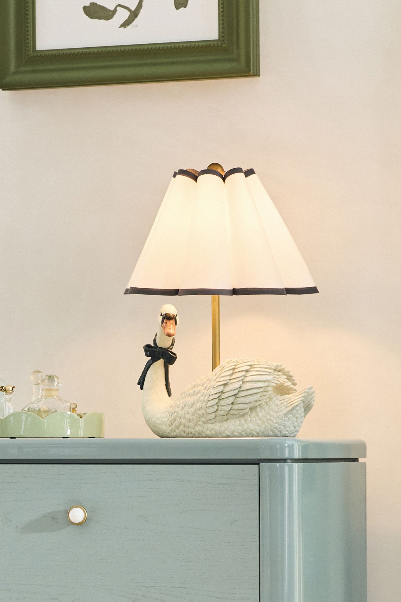 Swan Scalloped Shade Table Lamp - White, Standard, One Size