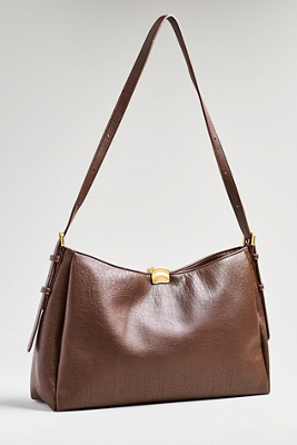 By Anthropologie Foldover Slouchy Buckle Shoulder Bag In Brown