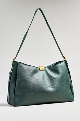 By Anthropologie Foldover Slouchy Buckle Shoulder Bag In Green