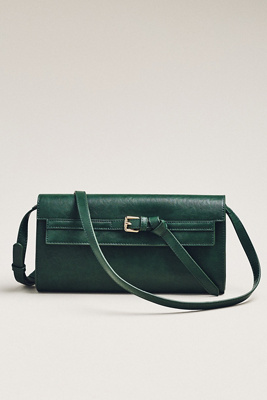 By Anthropologie Structured Belted Crossbody Bag In Green