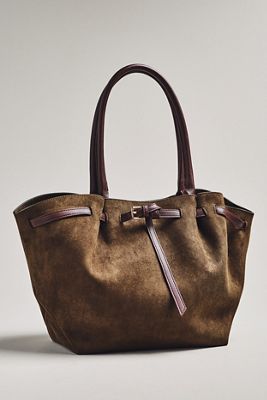 By Anthropologie Faux-Suede Belted Tote