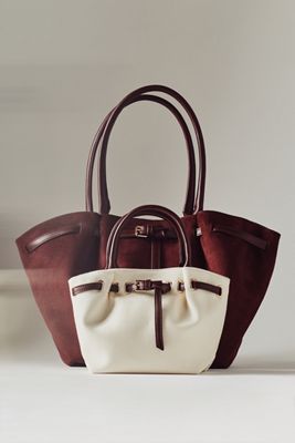 By Anthropologie Faux-Suede Belted Tote