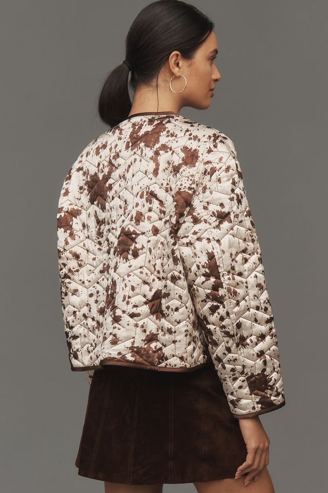 Maeve Kuh-Print Gesteppte Jacke #1