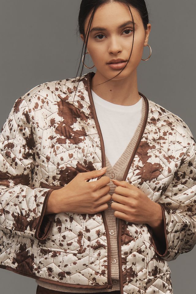 Maeve Kuh-Print Gesteppte Jacke #2