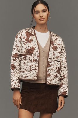Maeve Cow Print Quilted Jacket