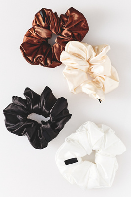 Muaves Satin Scrunchies, Set Of 4 In Sand