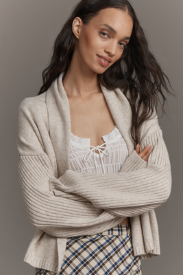 Flat White Mariel Cashmere-blend Cardigan Sweater In Neutral