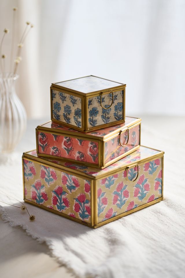Printed Fabric Brass Box #1