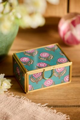 Printed Fabric Brass Box