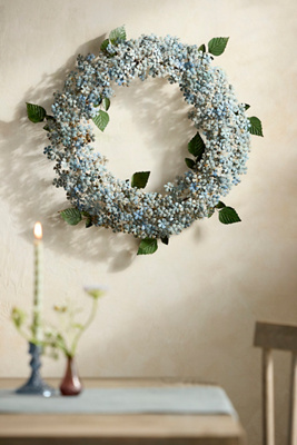 Blue Hydrangea Iron Wreath