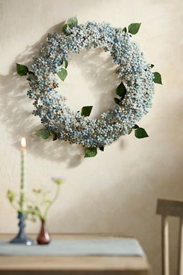 Blue Hydrangea Iron Wreath
