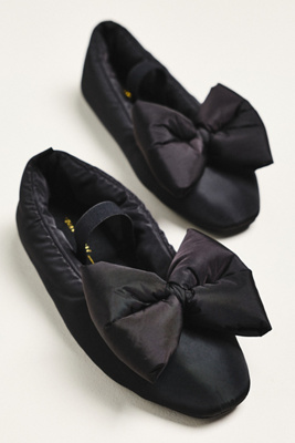 Intentionally Blank Puffy Bow Ballet Flats In Black