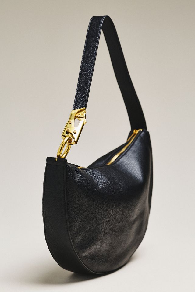 Faux-Leather Rounded Buckle Slouchy Bag #1