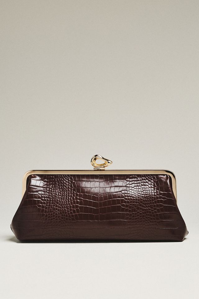 Claire Vegan-Leather Turnlock Clutch #1