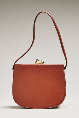 By Anthropologie Kiss-lock Smooth Satchel In Brown