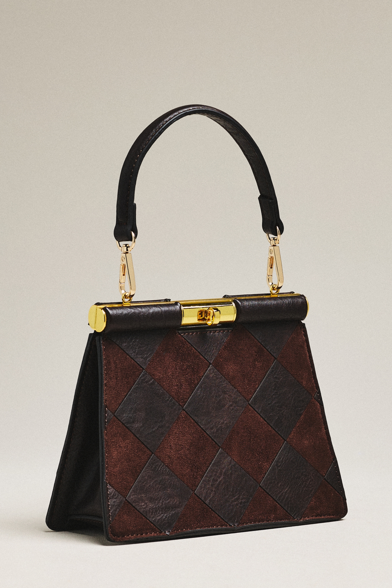 Edie Turnlock Suede Satchel