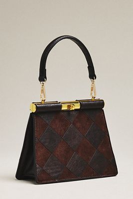 Edie Turnlock Suede Satchel