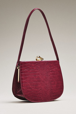 By Anthropologie Celine Vegan Leather Croc Satchel In Red