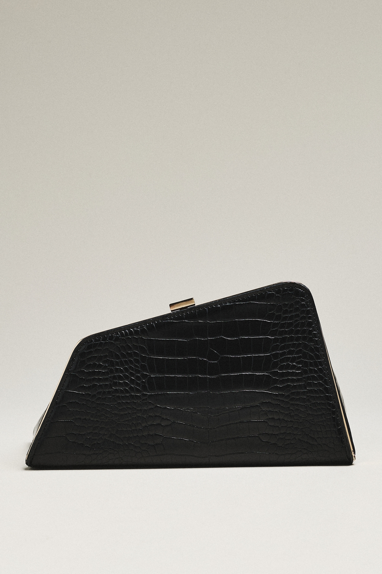 Textured Croc Angular Hardware Clutch