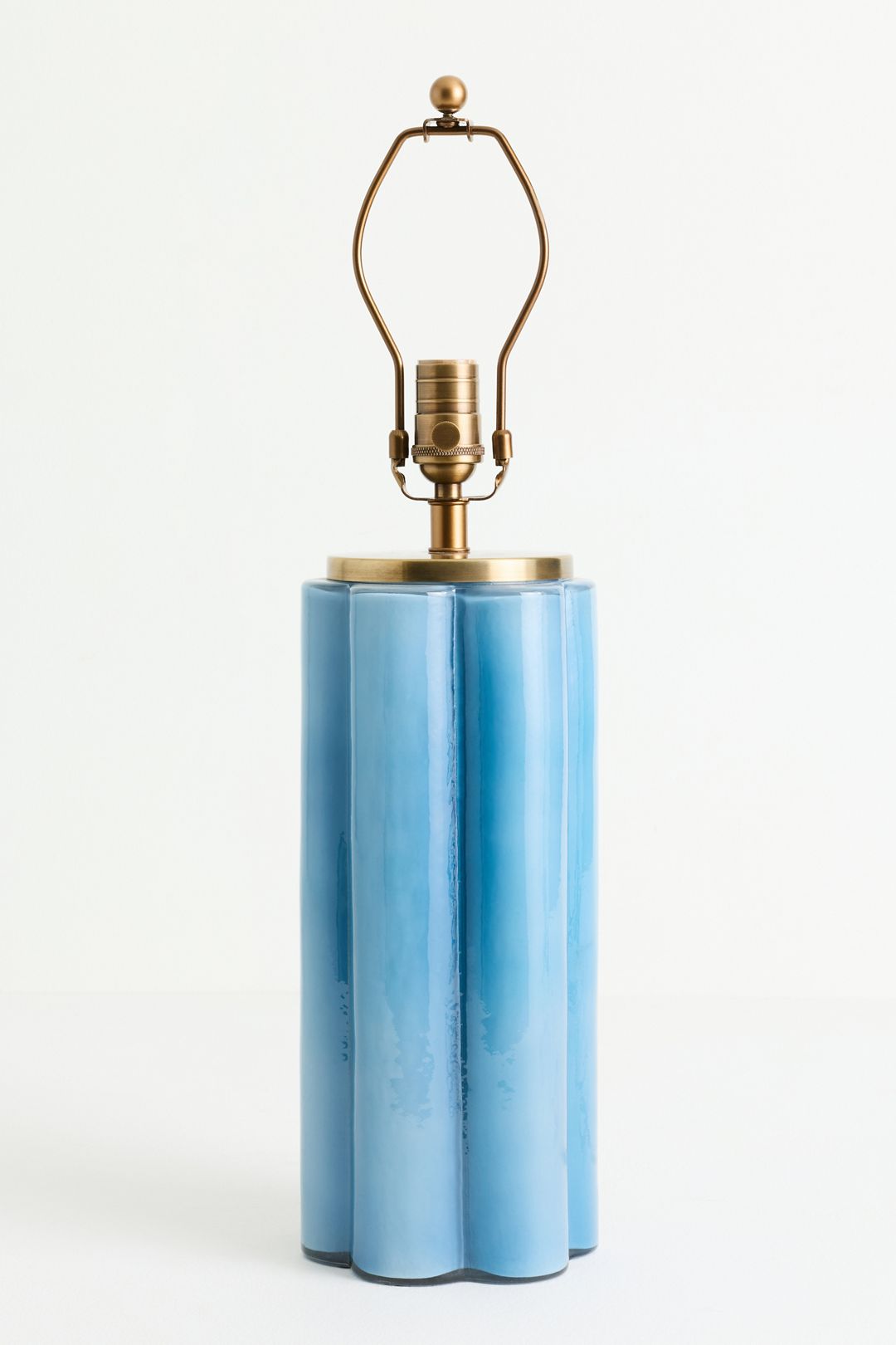 Scalloped Glass Lamp Base - Blue, One Size