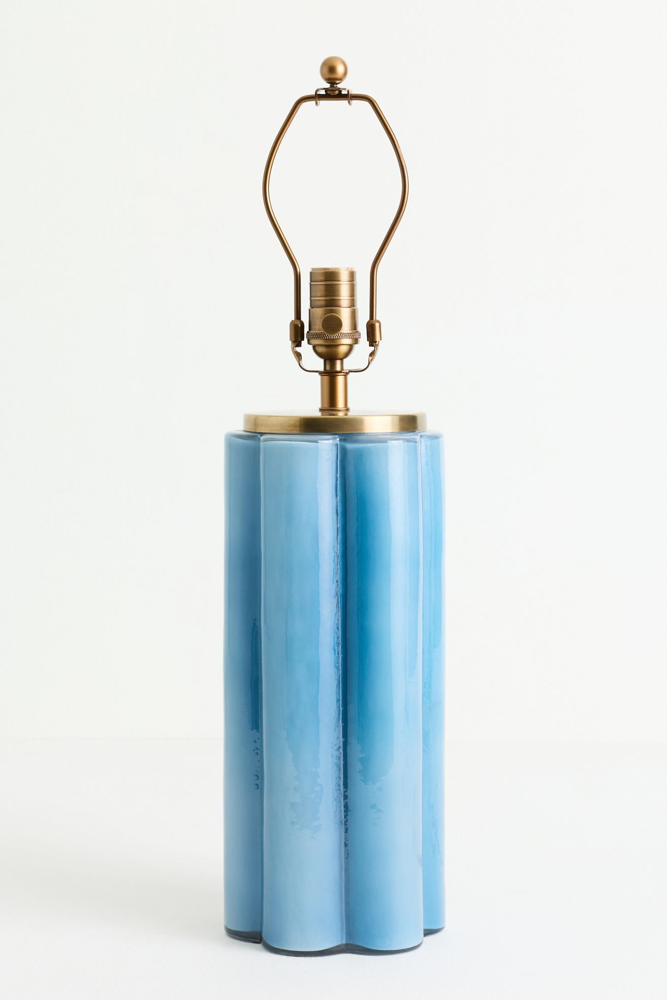 Scalloped Glass Lamp Base - Blue, Standard, One Size