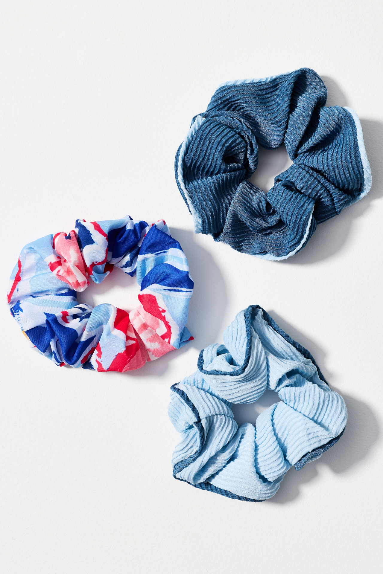 Colorblock Pattern Scrunchies, Set of 3