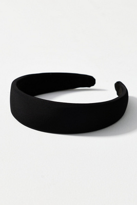 By Anthropologie Puff Ribbed Satin Headband In Black
