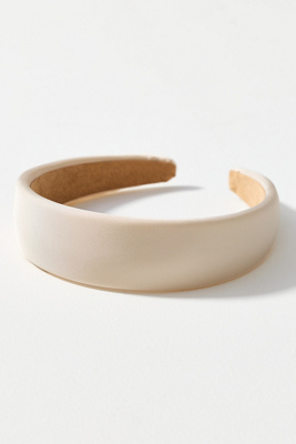 By Anthropologie Puff Ribbed Satin Headband In White