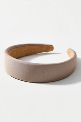 By Anthropologie Puff Ribbed Satin Headband In Sand