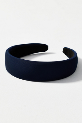 By Anthropologie Puff Ribbed Satin Headband In Blue