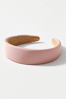 By Anthropologie Puff Ribbed Satin Headband In Pink