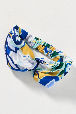 By Anthropologie Abstract Print Twist Headband In Green