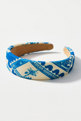 By Anthropologie Stamp Print Headband In Blue