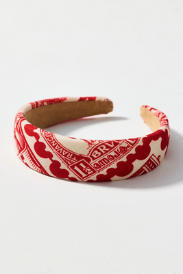 By Anthropologie Stamp Print Headband In Red